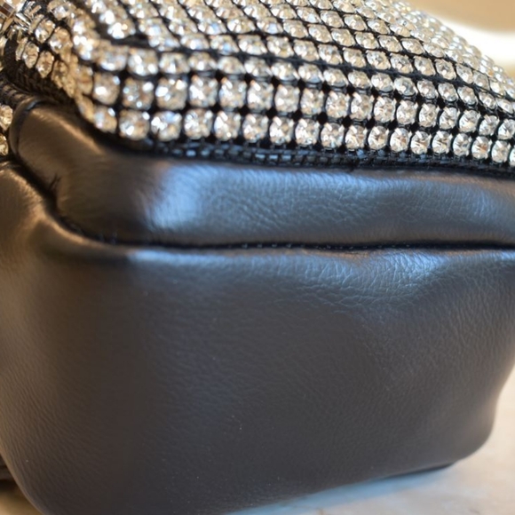 LMD 9000 Mini Silver Rhinestone Embellished Black Leather Women's Backpack - Picture 9 of 9